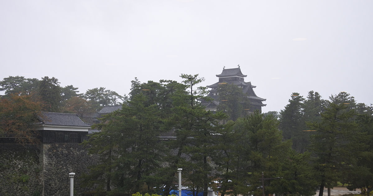 大会議室の前から松江城が一望できました